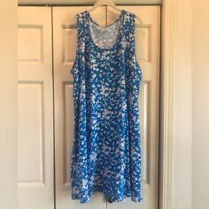 Draper James, blue & white tank sleep wear with small ruffle at bottom,XXL-XXXL
